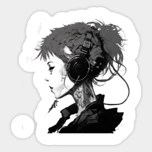 girl in headphones Sticker